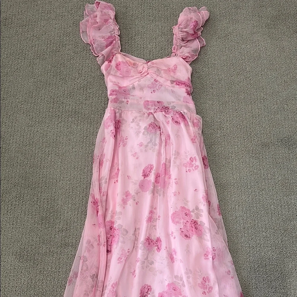 Pink Floral Ruffle Dress - Picture 1 of 2
